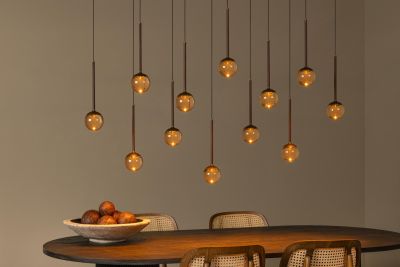 Lucide CALINA - Pendant light - LED Dim. - CCT - 12x7W 2200K/3300K - With replaceable LED module - Coffee - Premium